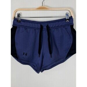 Under Armour Navy Black Gym Running Shorts Small Mesh Athletic Drawstring UA